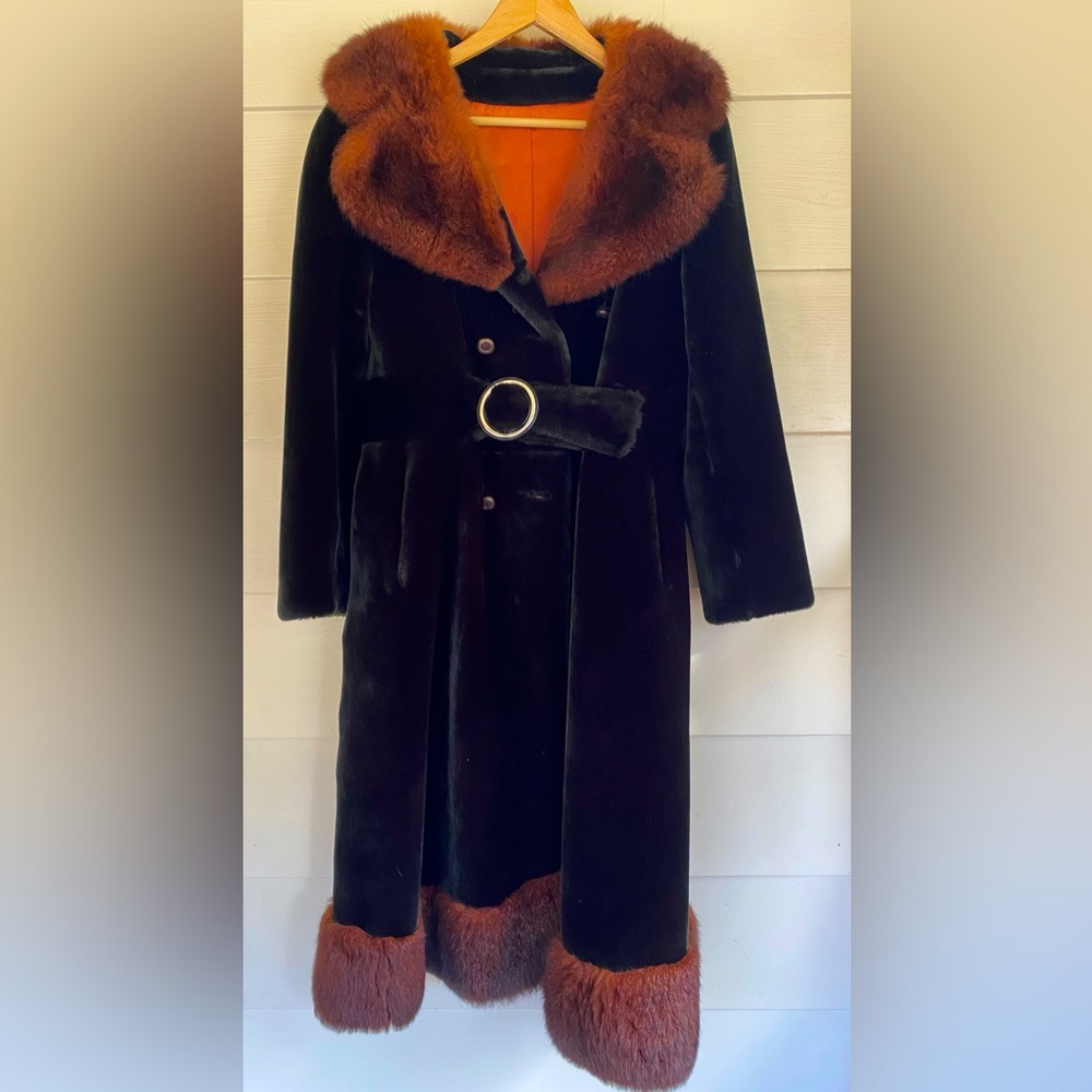 60s faux fur penny lane coat sz m